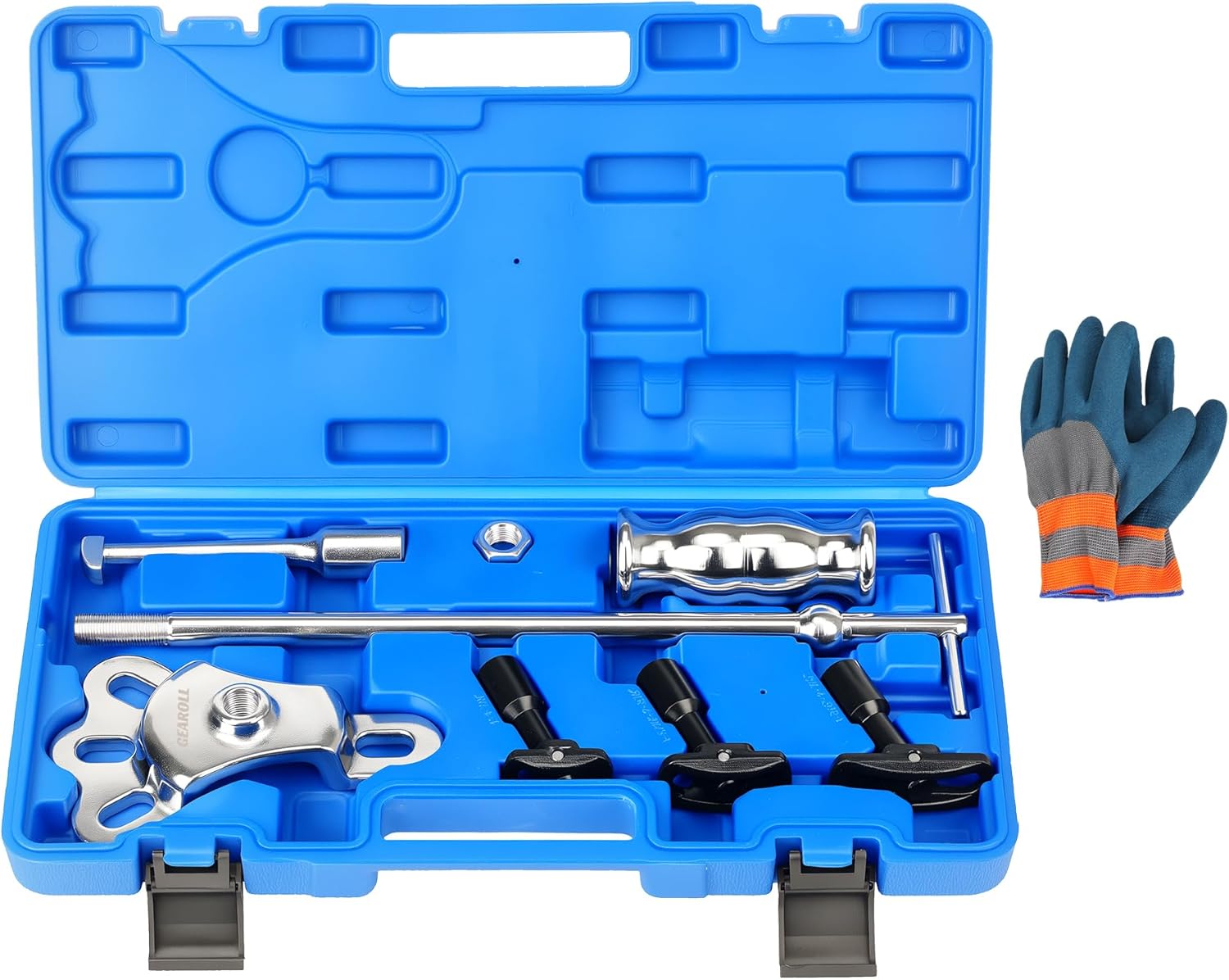 Rear Axle Bearing Remove Puller Tool Kit, Slide Hammer and Bearing Remover Set with Slide Hammer Yoke and 3 Rear Axle Puller Adapters, 1 to 2-7/8 IDs
